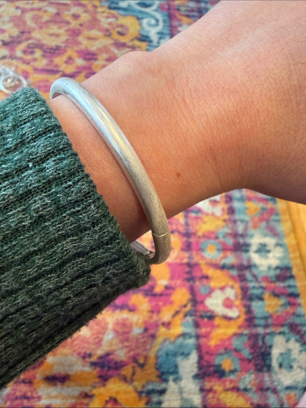 Plunder Silver-Tone Hinged Bangle Bracelet - Picture 2 of 4